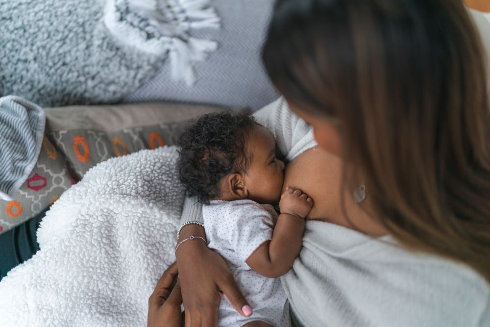 Mum breastfeeding her baby.