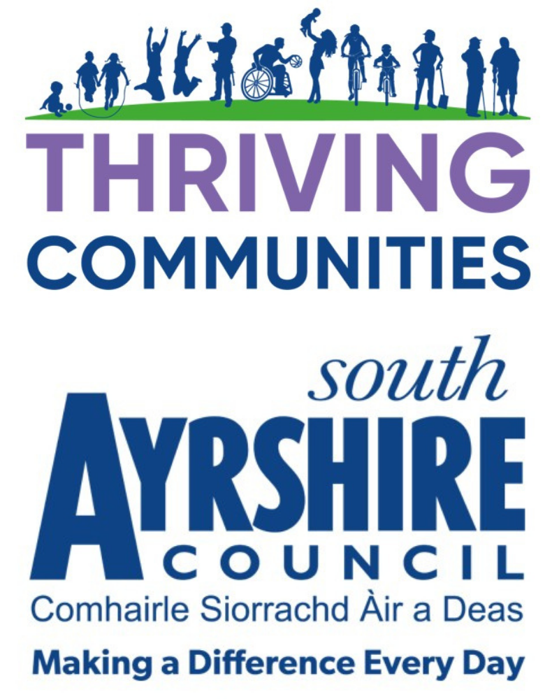 Thriving Communities and South Ayrshire Council logos.