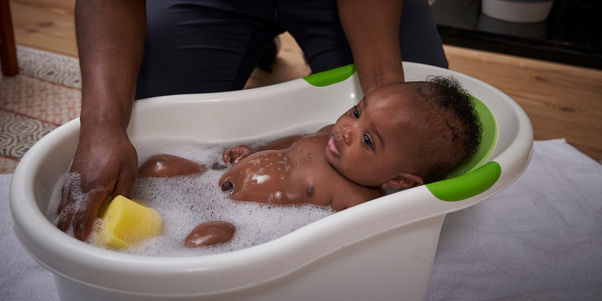 Photo of baby in a bath