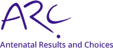 Image of the logo for 'ARC: Antenatal Results and Choices.'