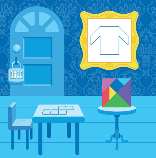 Image of a cartoon room where all of the walls and furniture are blue.