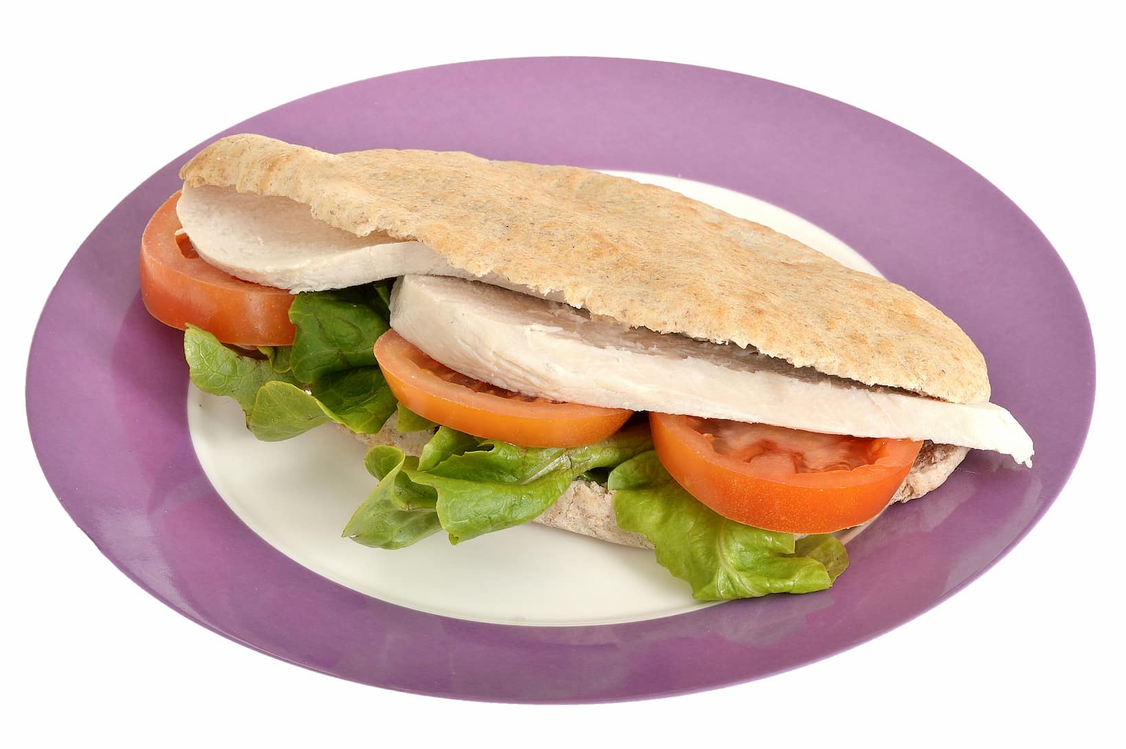 Photo of a chicken and salad pitta