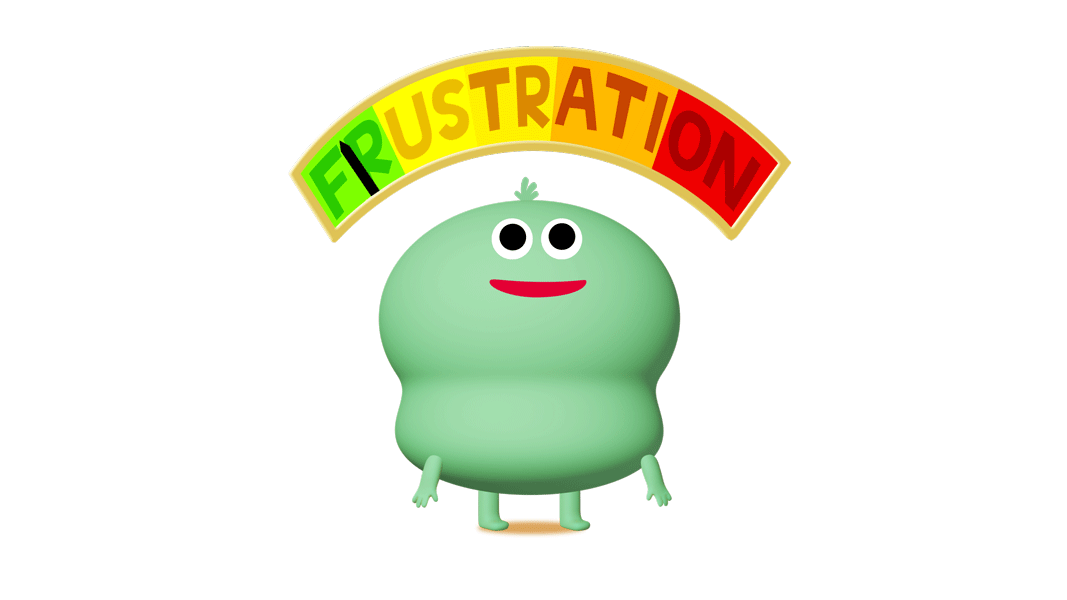 Animation of cartoon character frustration meter