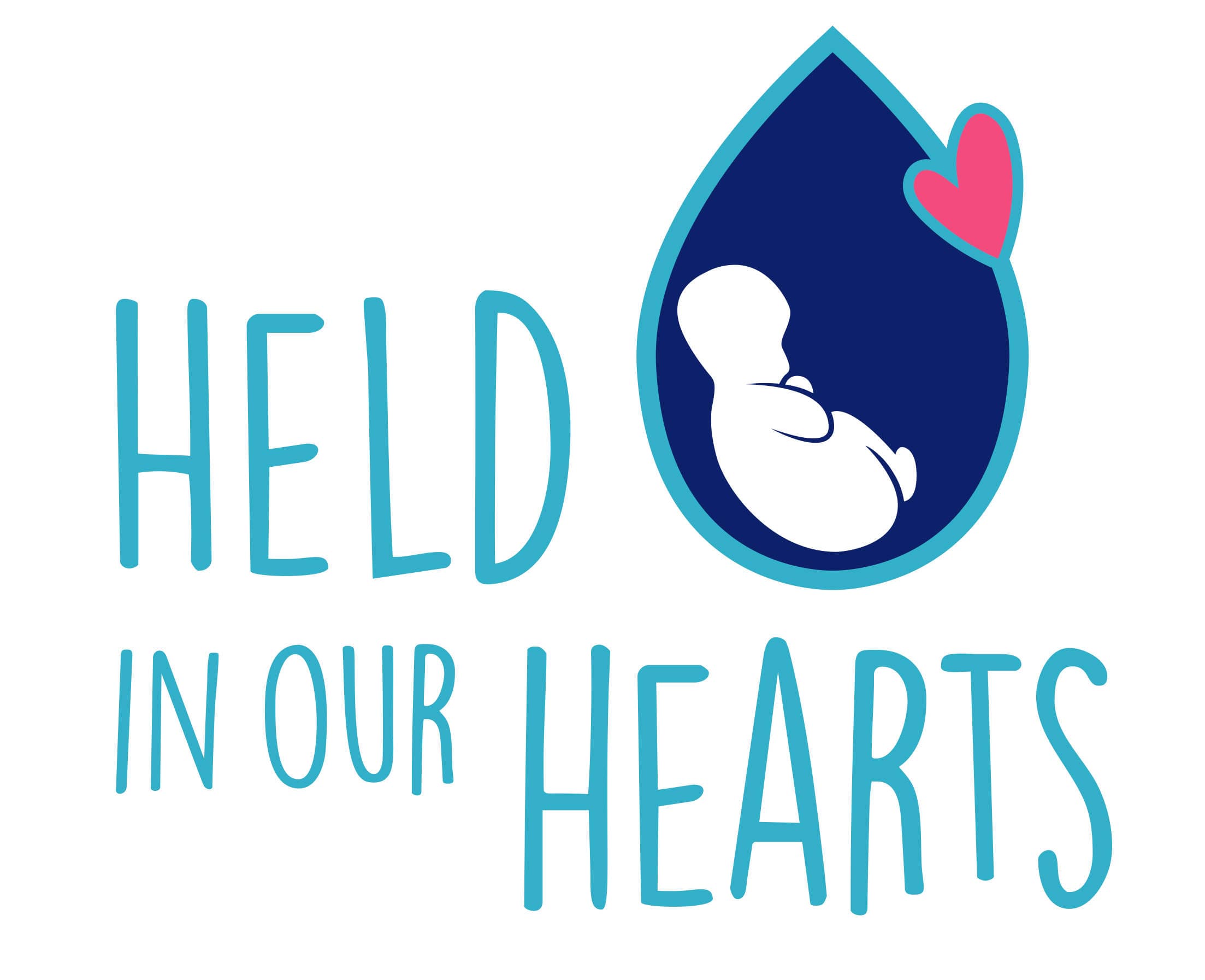 Image of the logo for 'Held in our Hearts' charity.