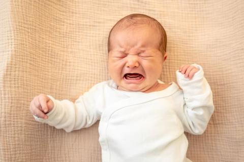 Newborn baby crying.