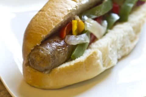 Photo of a sausage sandwich 