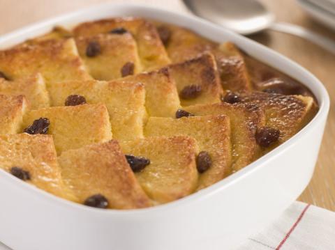 Photo of apple and sultana bread pudding