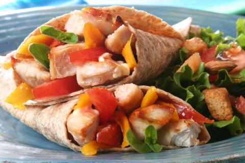 Photo of a Caribbean chicken wrap
