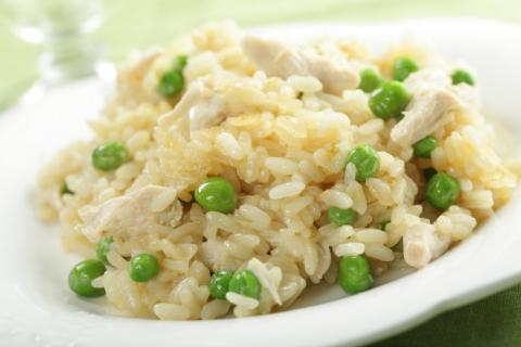 Photo of chicken and pea risotto