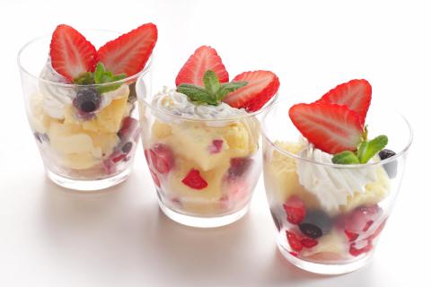 Photo of three mini fruit trifles
