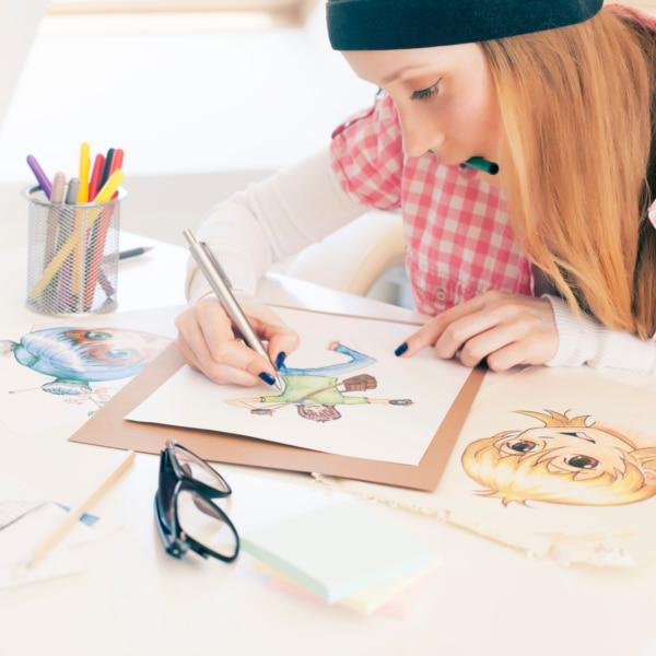 Photo of a teenager drawing 