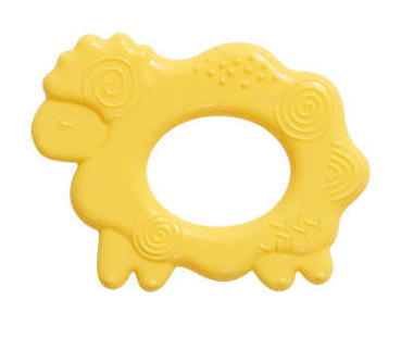Baby Box yellow teething ring in shape of a sheep